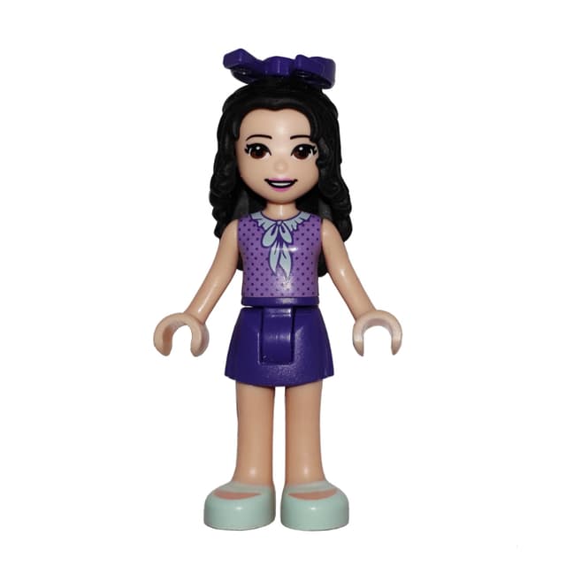 Emma - Medium Lavender Dotted Top, Dark Purple Skirt, Bow