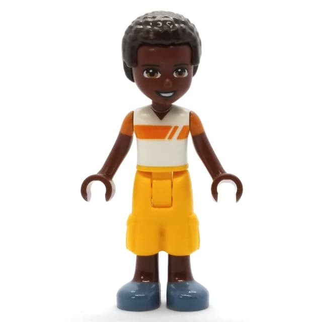 Elijah - White/Orange Shirt, Bright Light Orange Pants, Dark Brown Hair