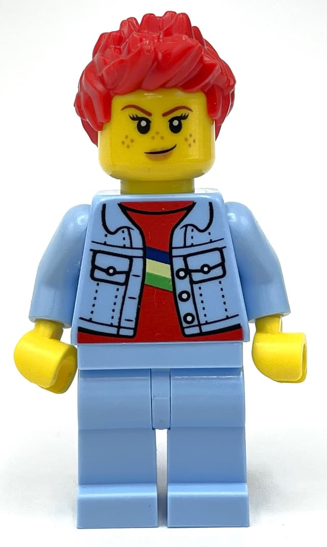 Bright Light Blue Torso and Legs, Red Hair