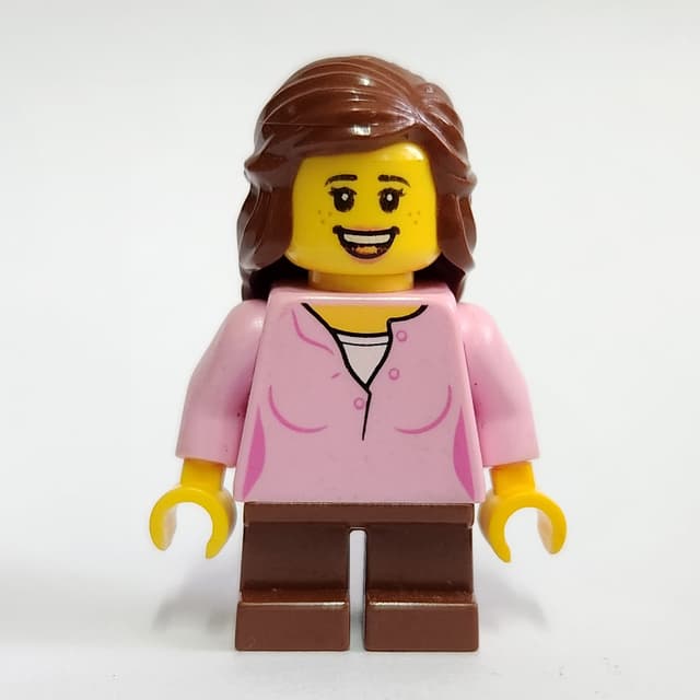 Kid - Bright Pink Torso, Reddish Brown Legs, Reddish Brown Hair