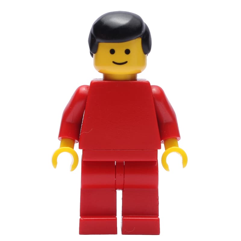Man, Plain Red, Black Hair
