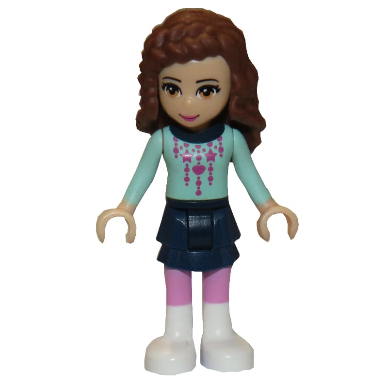 Olivia - Light Aqua Christmas Sweater, Dark Blue Skirt