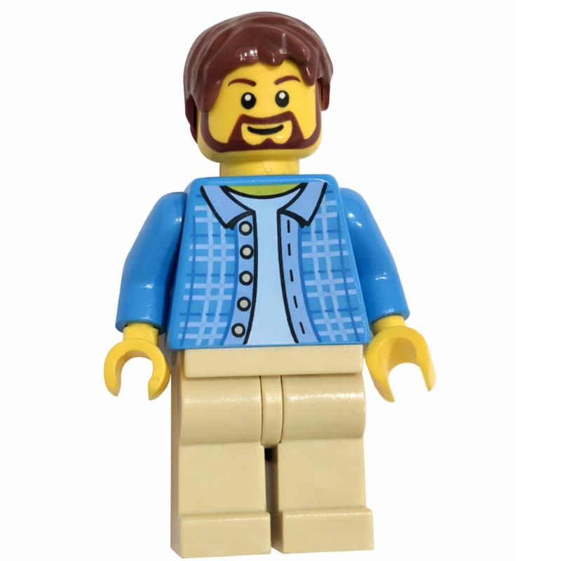 Dad with Dark Azure Shirt with Buttons, and Beard