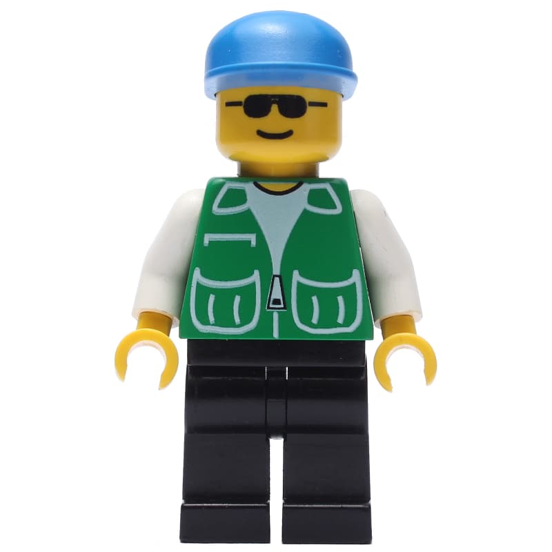 Man, Green Jacket, Black Legs, Blue Cap