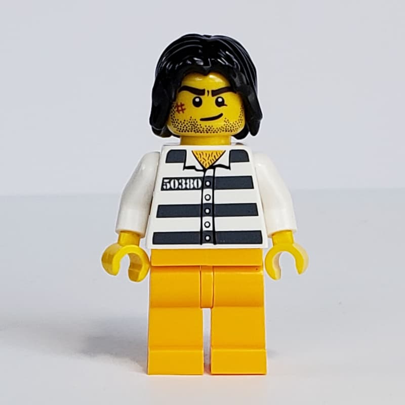 Criminal, Prison Shirt with #50380, Bright Light Orange Legs, Black Hair