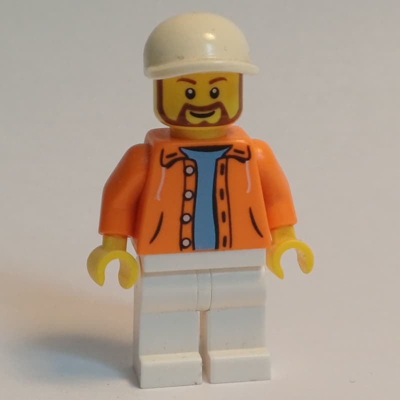 Orange Torso, White Legs, White Cap