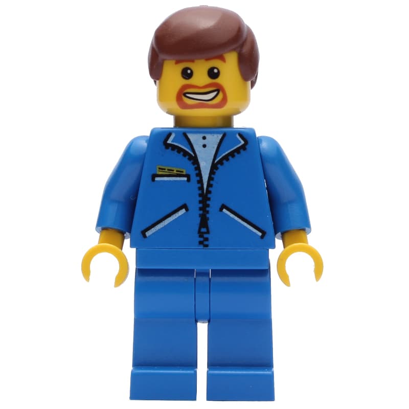 Blue Vest, Blue Legs, Reddish Brown Hair, Beard
