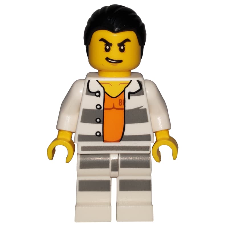 Criminal Carl Cold, Open Prison Shirt #86737 over Orange Top, Black Hair