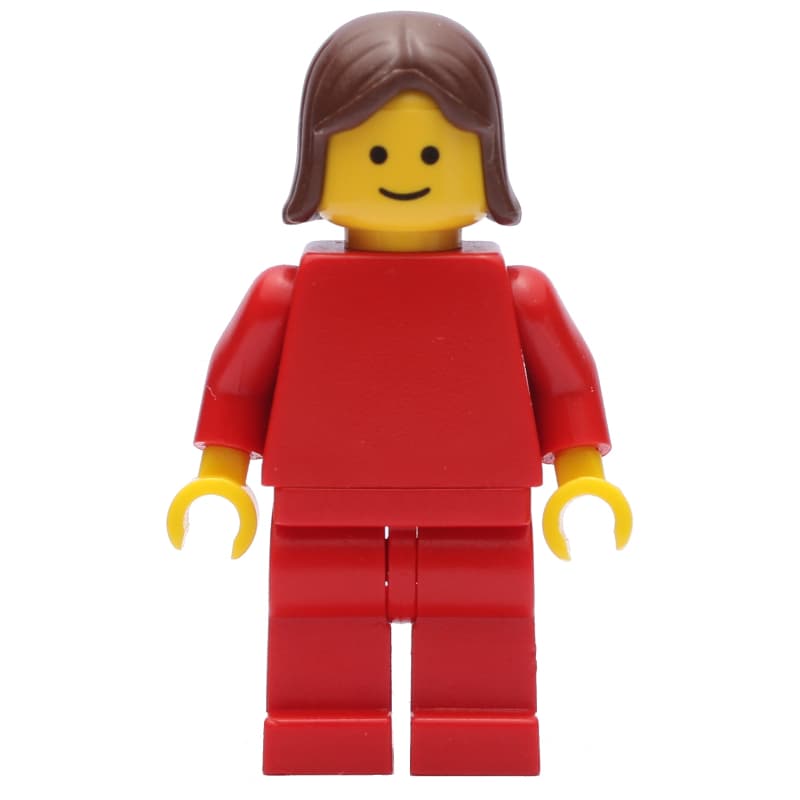 Woman, Red Torso, Red Legs, Brown Hair (3626a Head)