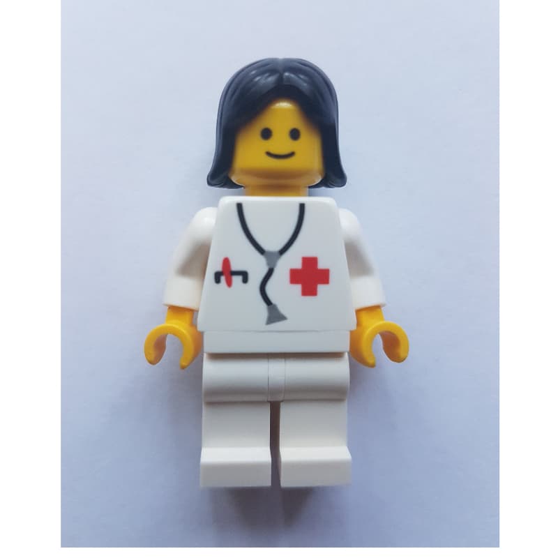 Doctor - White Torso and Legs, Black Hair Female (3626c Head)